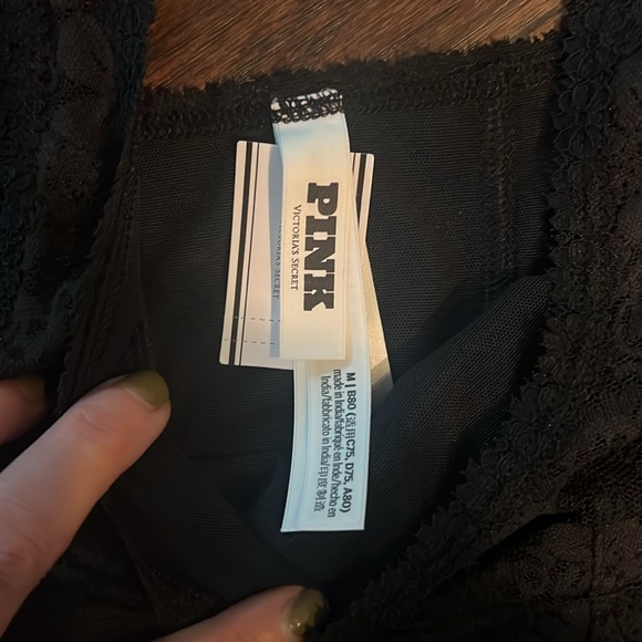 Victorias Secret PINK NWT Black Lacy Corset Brakette top Medium - Picture 2 of 5